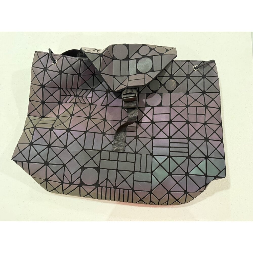 Geometric Pattern Iridescent Backpack With Adjust… - image 7